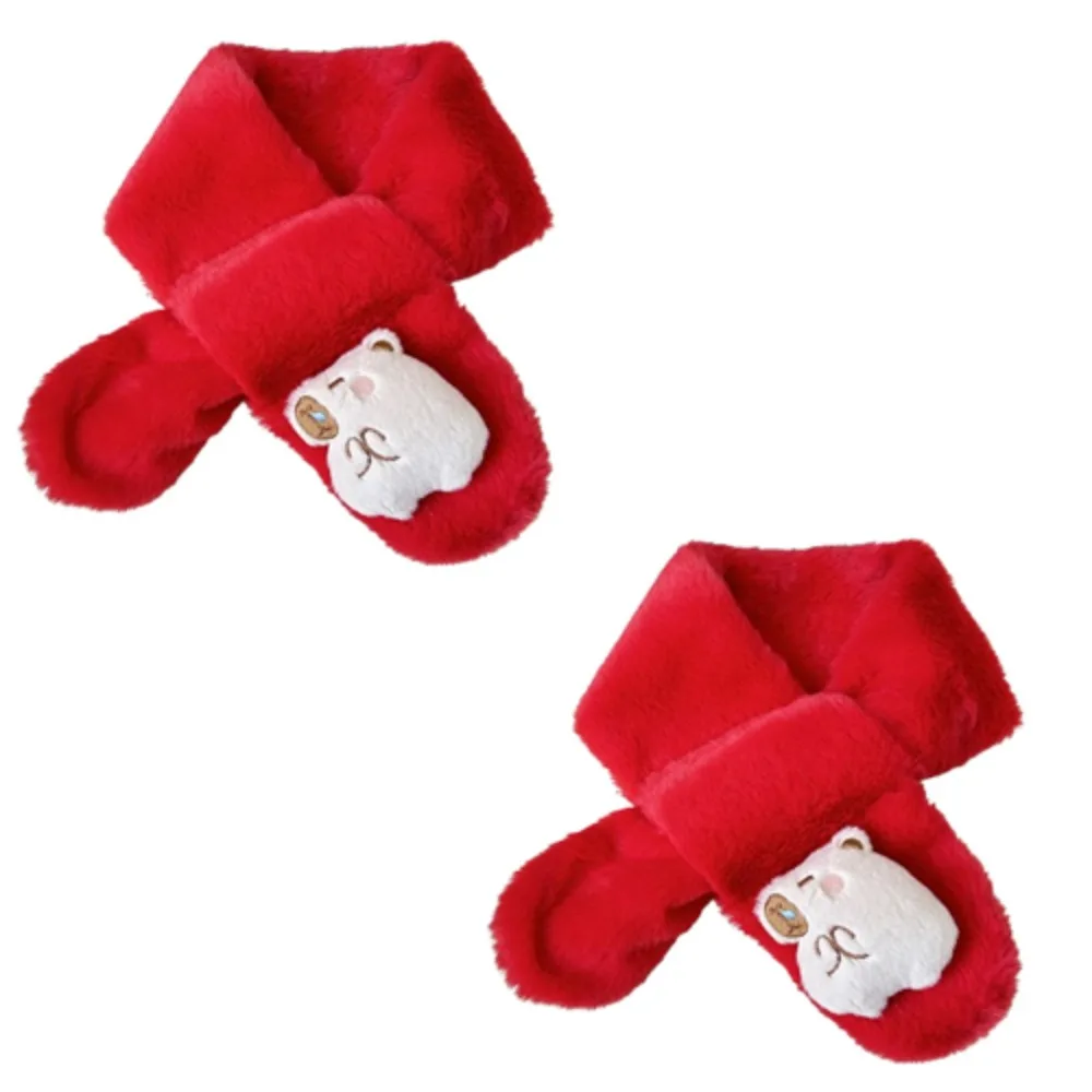 

2pcs Kawaii Kapibala Scarf Kapibala Shaped Imitation Rabbit Fur Children's Kapibala Scarf Solid Color Keep Warm