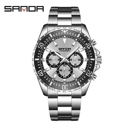 Sanda Brand 5306 New Arrival For Men Full Stainless Steel Strap Japanese Quartz Movement Waterproof Chronograph Business Watches