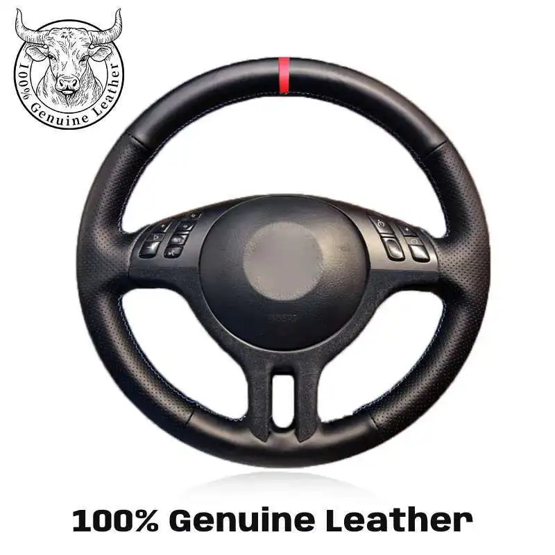 

For BMW M Sport E46 330i 330Ci E39 540i 525i 530i M3 M5 Steering-Wheel Cover Wrap Car Steering Wheel Cover Genuine Leather