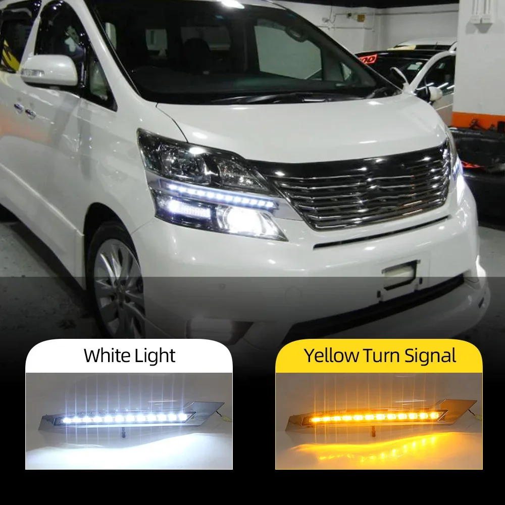 

2Pcs LED DRL Daytime Running Lights Dynamic Daylight Turn Signal Light Body Kit For Toyota Vellfire 2008-2015 Car Accessories