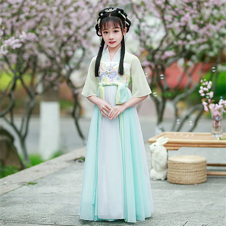 Disfraz de Hanfu chino para niña, vestido de encaje para niña pequeña, traje Tang de princesa, vestido tradicional chino