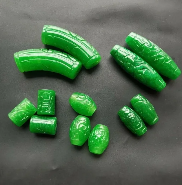 1 szt. Naturalne koraliki za zielonego jadeitu pieniądze DIYA bransoletka kolczyk charms Jadeite biżuteria akcesoria Amulet prezenty dla kobiet mężczyzn