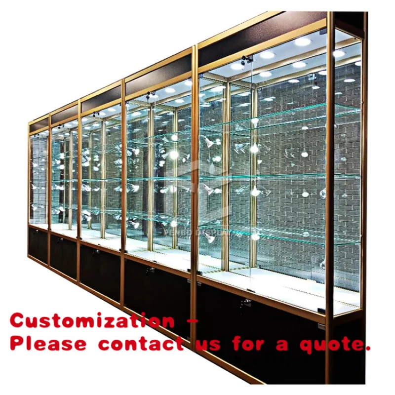 custom.High Quality Modern Unique Black Aluminum Frame Red Panel Lighted Jewelry Display
