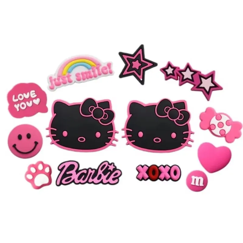 جديد JIBBITZ مرحبا كيتي مجموعة لطيف KT القط الكرتون سلسلة الأحذية السحر ل قباقيب DIY الأحذية الديكور حذاء قابل للإزالة زهرة هدية