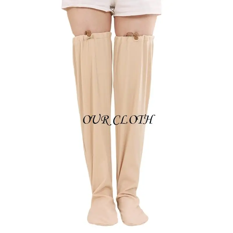 Thermal Cotton Leg Sleeves For Seniors Nonslip Grip Extended Knees High For Indoor Winter Use Y1AC