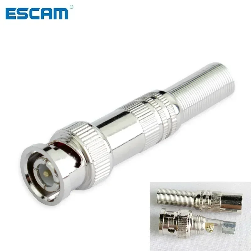 10 Pcs/lot BNC Male Connector for RG - 59 Coaxial Cable, Crimp, Cable Screwing, Brass End, For CCTV Camera Surveillance Kit