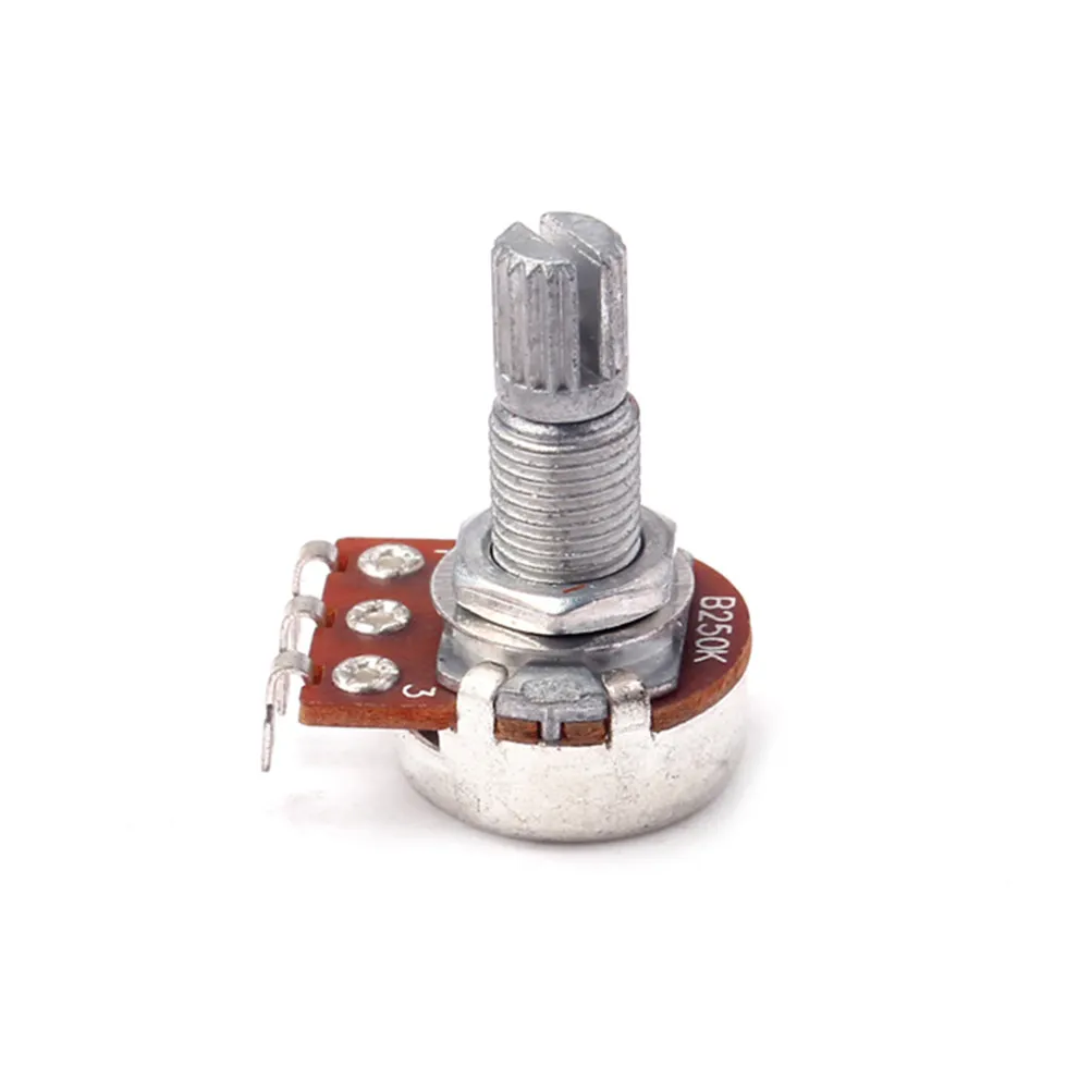 Guitar Volume Potentiometer 250K Linear Audio Potentiometers B250k Solder Lugs Full Size Long Knurled Split Shaft 18Mm