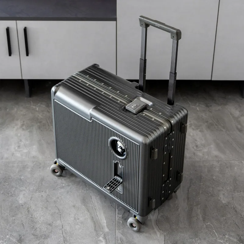 Mala de bagagem de alumínio para crianças, mala de mão de 20 polegadas com trava de combinação para meninos e meninas, bagagem infantil