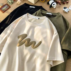 American Foaming Printing Men's T-shirt Harajuku Streetwear Suede Casual Tshirts Oversized Man Tees Round Neck Male Tops