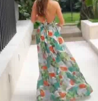 Elegant Party Dresses Woman Fashionable Printed Casual Vacation Style Sexy Backless Long Skirt Shipped Within 48 Hours