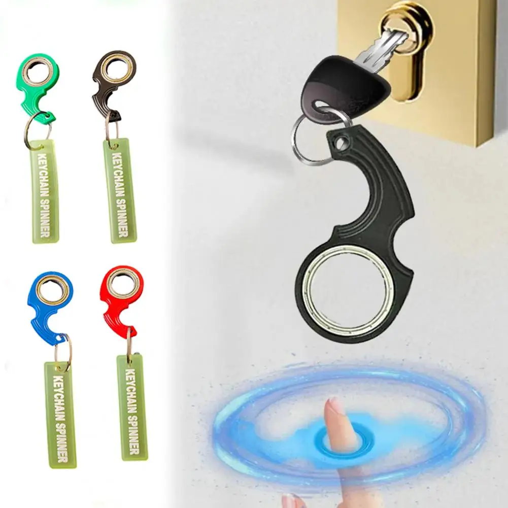 Fingertip Rotating Keychain Anti Stress Toy Keyring Metal Keychain Spinner Fidget Toy Stress Relief Teens Adults Sensory Toys