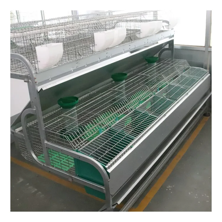 

European Style 2 Tier H-type Rabbit Breeding Metal Cages System 24 Rabbits Stainless Steel Wire Mesh