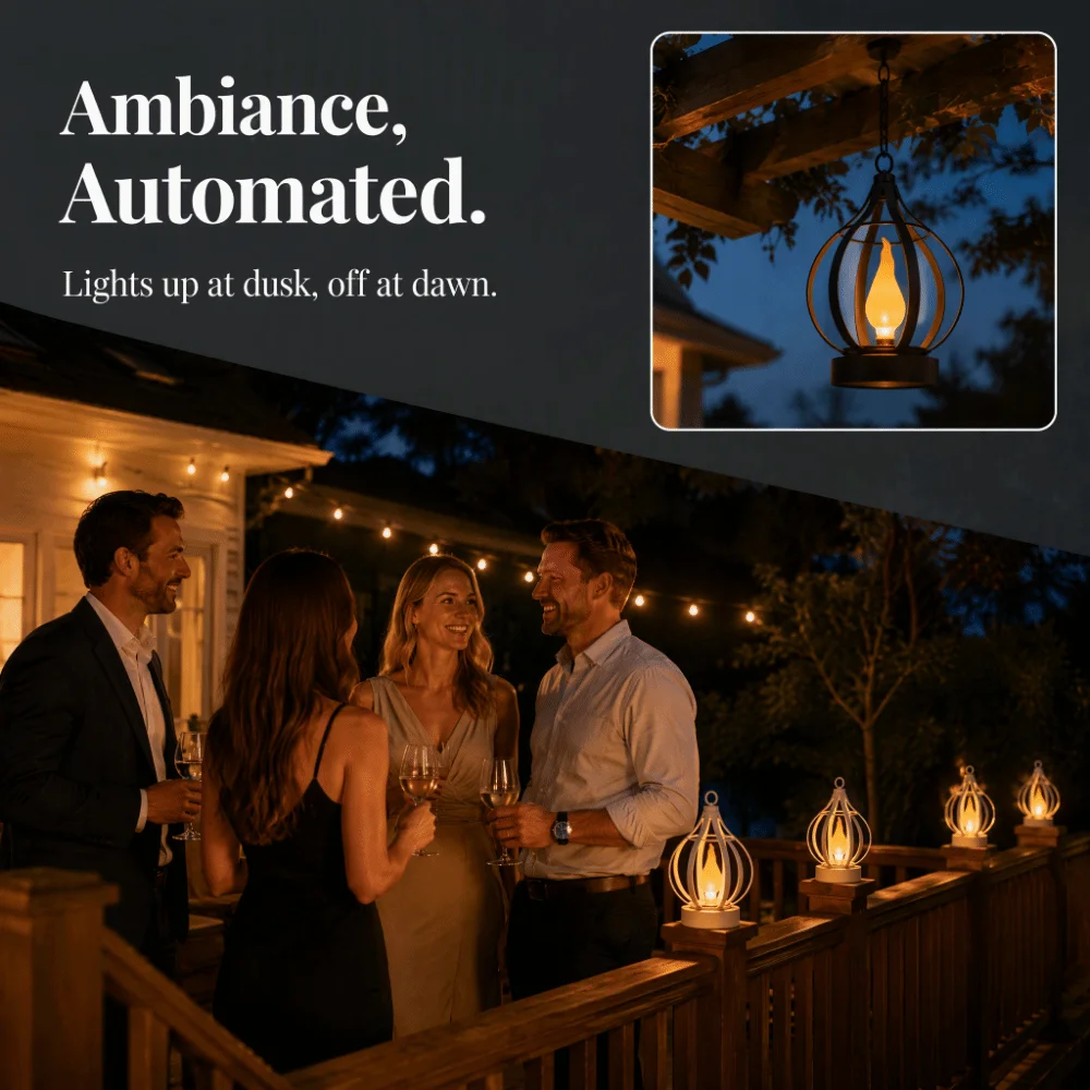 Atmosphere Metal Solar Lamp Solar Powered Decorative Flame Lamp Waterproof Atmospheric Hanging Light Garden