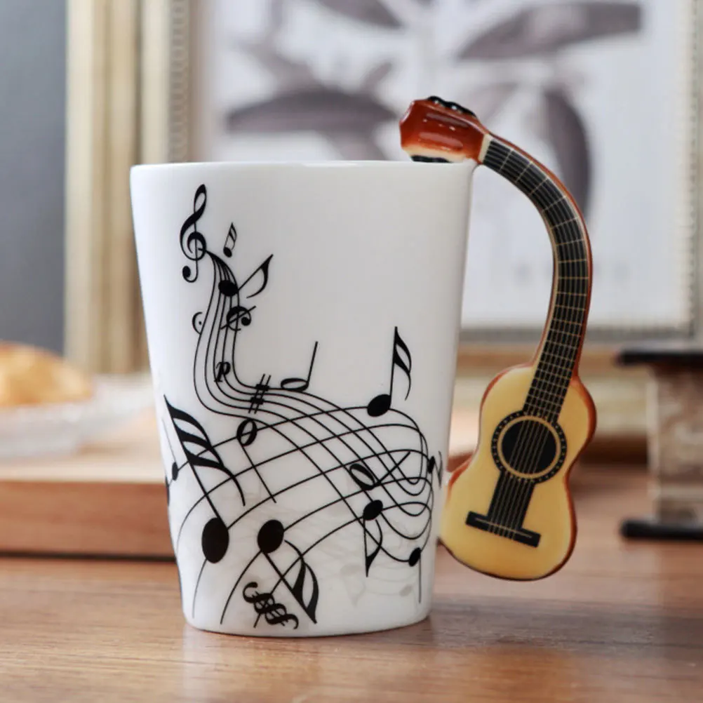

Unique Ceramic Coffee Cup Guitar Handle Design Water Mug Water Cup Funny Drinking Cup Milk Mug for Home Office