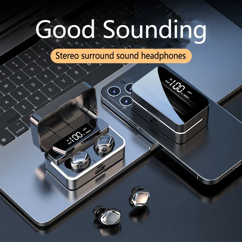 Bezprzewodowe słuchawki Bluetooth Zestawy słuchawkowe TWS z mikrofonem Stereo Sportowe słuchawki douszne Sterowanie dotykowe Długi czas czuwania Słuchawki douszne HD Gra