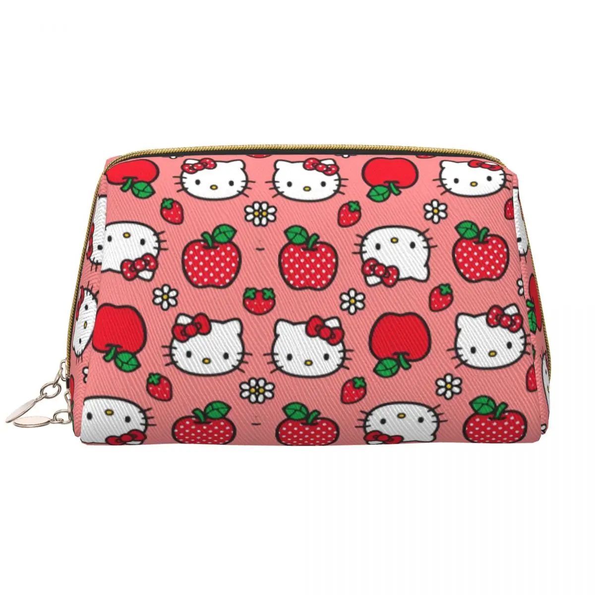 Hello Kitty Apples Collages Modern Cosmetic Bags Home Large Capacity Makeup Bag Women Necessaries Pu Leather Storage Organizers