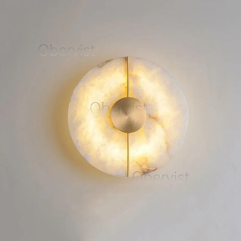 Modern Luxury Creative Marble Wall Light - Alabaster Marble Wall Sconce for Bedroom Bedside Living Room Aisle Indoor Decor