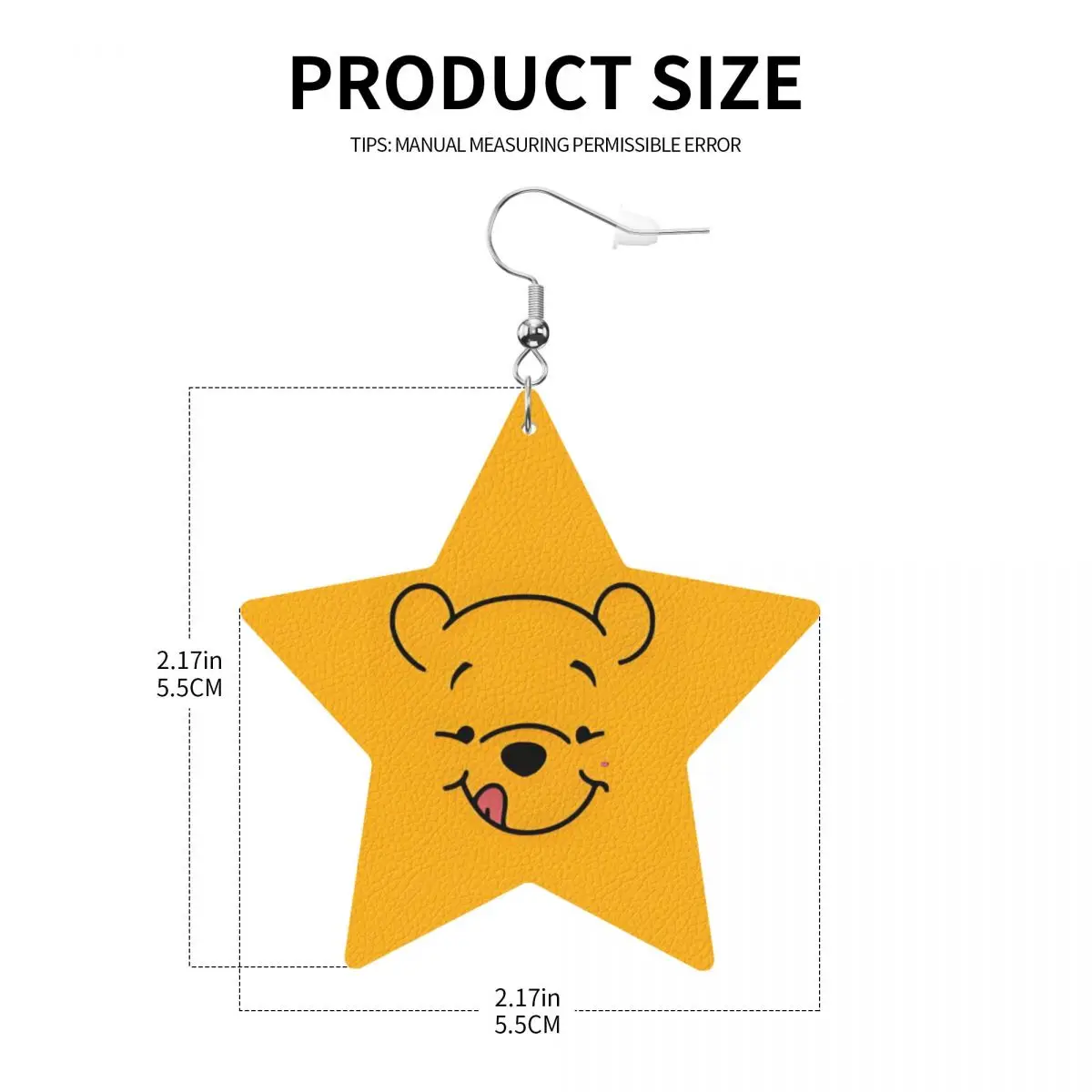 Custom Winnie The Pooh Leather Teardrop Earrings for Women Leather Earrings Fashion Lightweight for Parties Holidays view 4