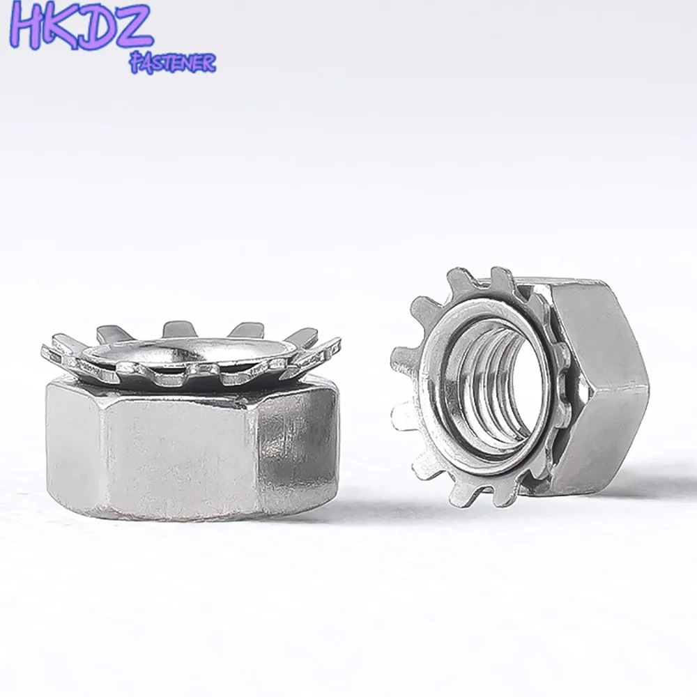 304 нержавеющая сталь M4 M5 M6 M8 Шестигранная блокировочная гайка K-образная Шестерня кепки зубчатые многозубчатые гайки