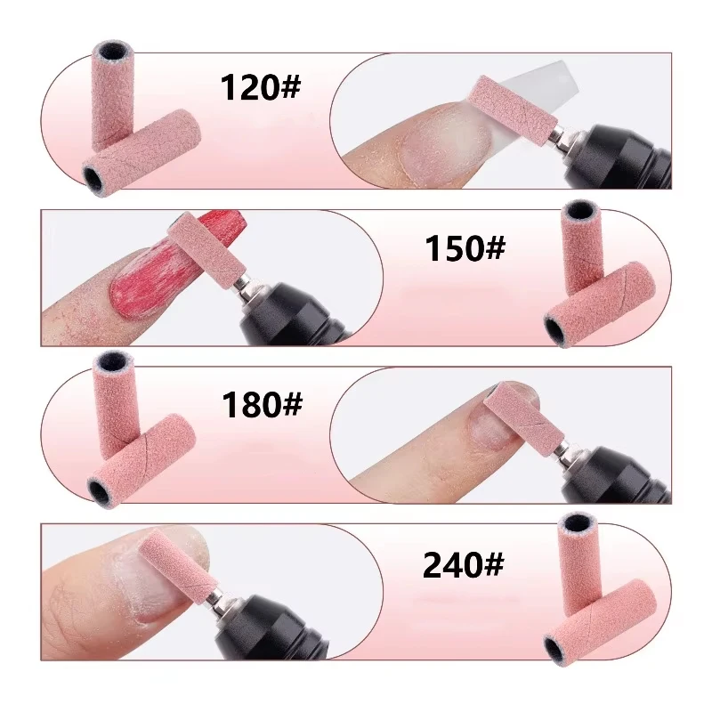 50/100 Piezas Bandas de Pulido de Uñas de 3mm - 120/150/180/240 Granos Mini Cabezal de Taladro para Uñas Accesorio de Lima Eléctrica Herramienta de Manicura 3