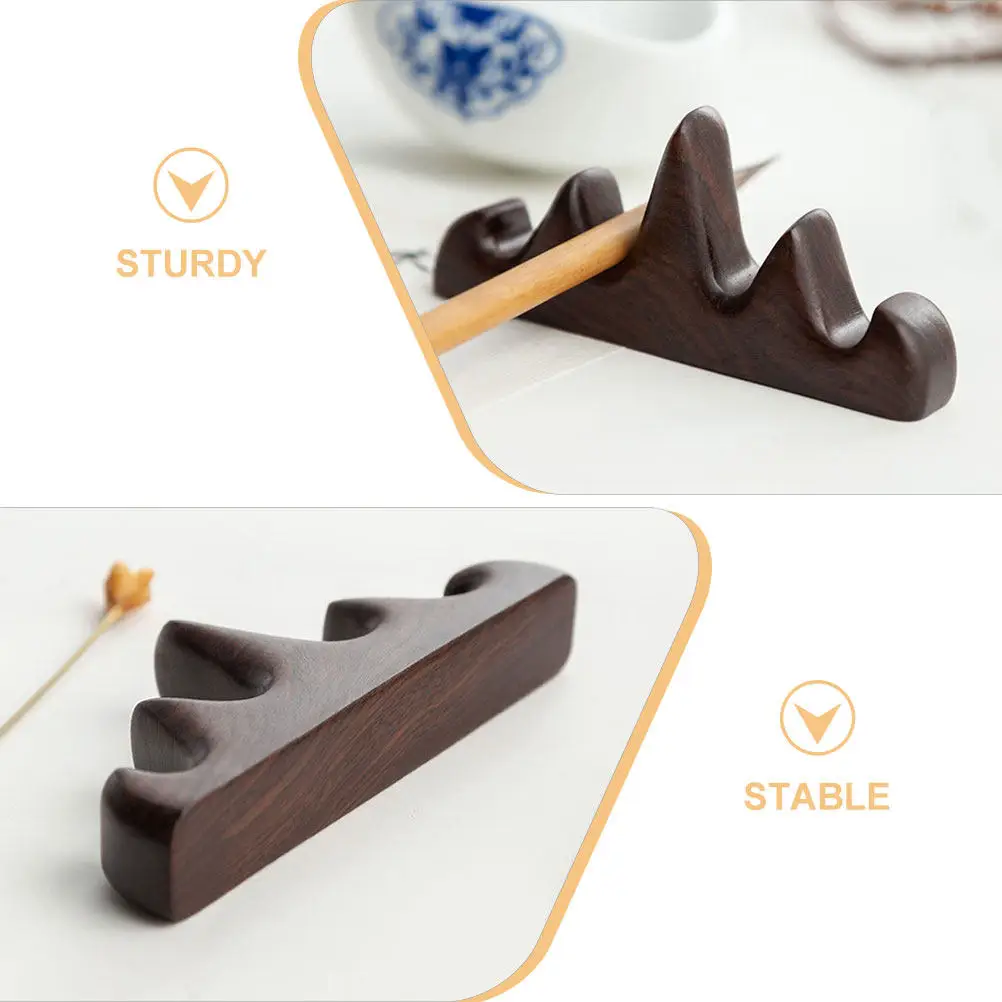 Wood Mountain Shape Calligraphy Brush Pen Holder Stable Vintage Wooden Desk Rack Chinese Writing Brush Rest Organizer