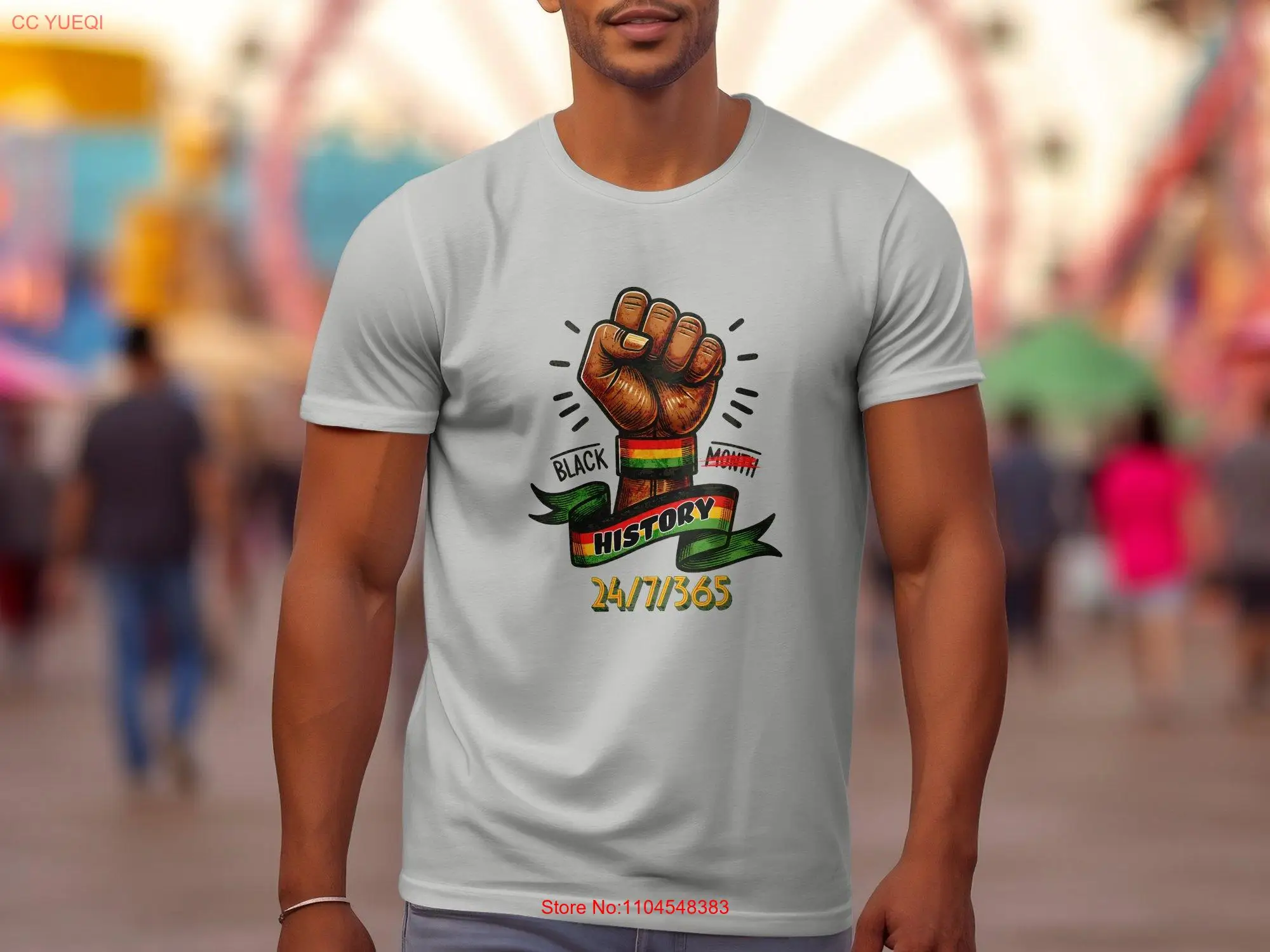 Black History Month Power Fist is Strong T Shirt 24 7 365 Heritage long or short sleeves