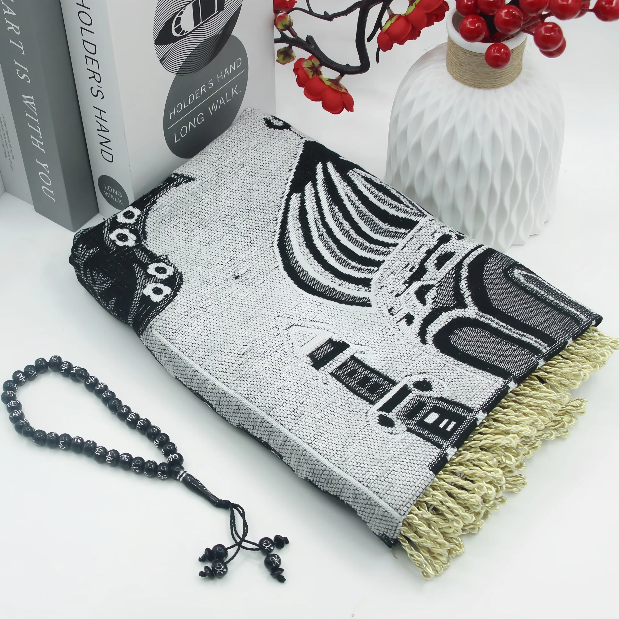 

Muslim Prayer Rug Islamic Turkish Prayer Rugs Prayer Beads Great Ramadan Gifts Prayer Mat for Women and Men Portable Muslims Mat