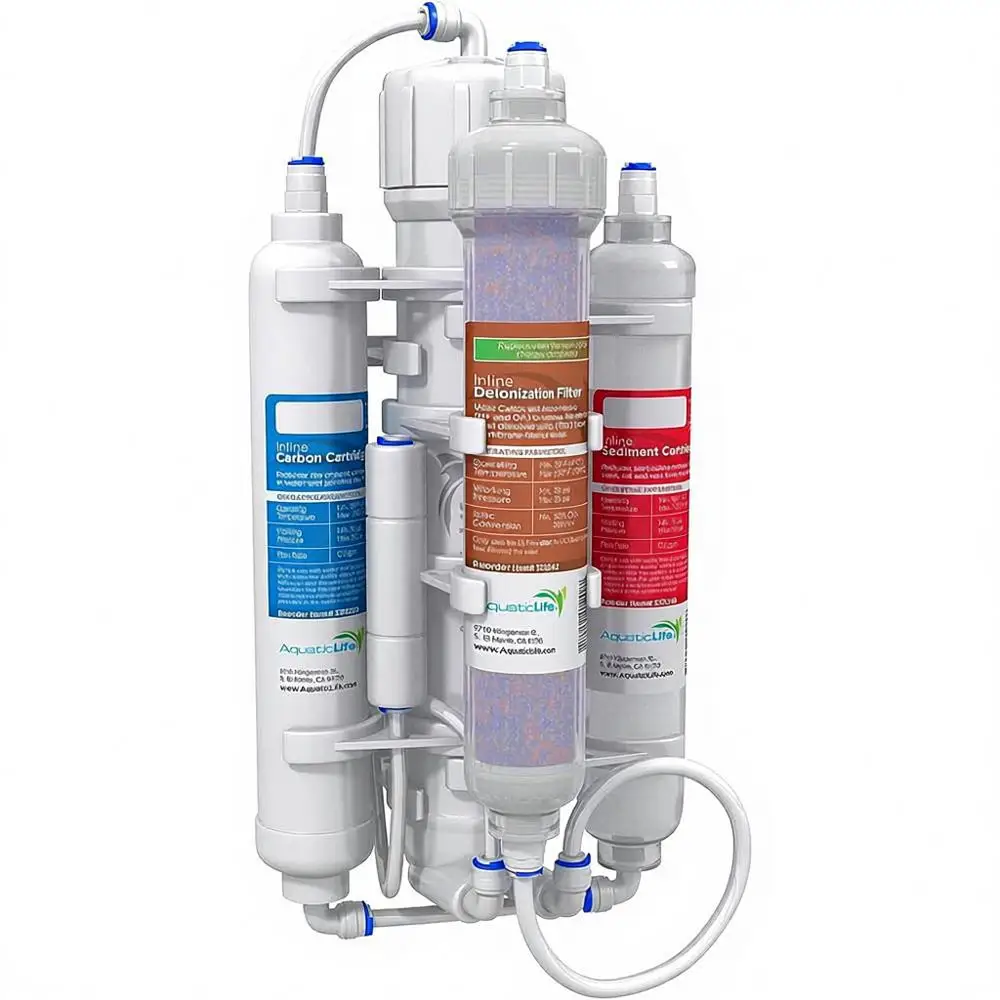

4-Stage Reverse Osmosis Deionization Water Filter System for Aquarium, 50 GPD