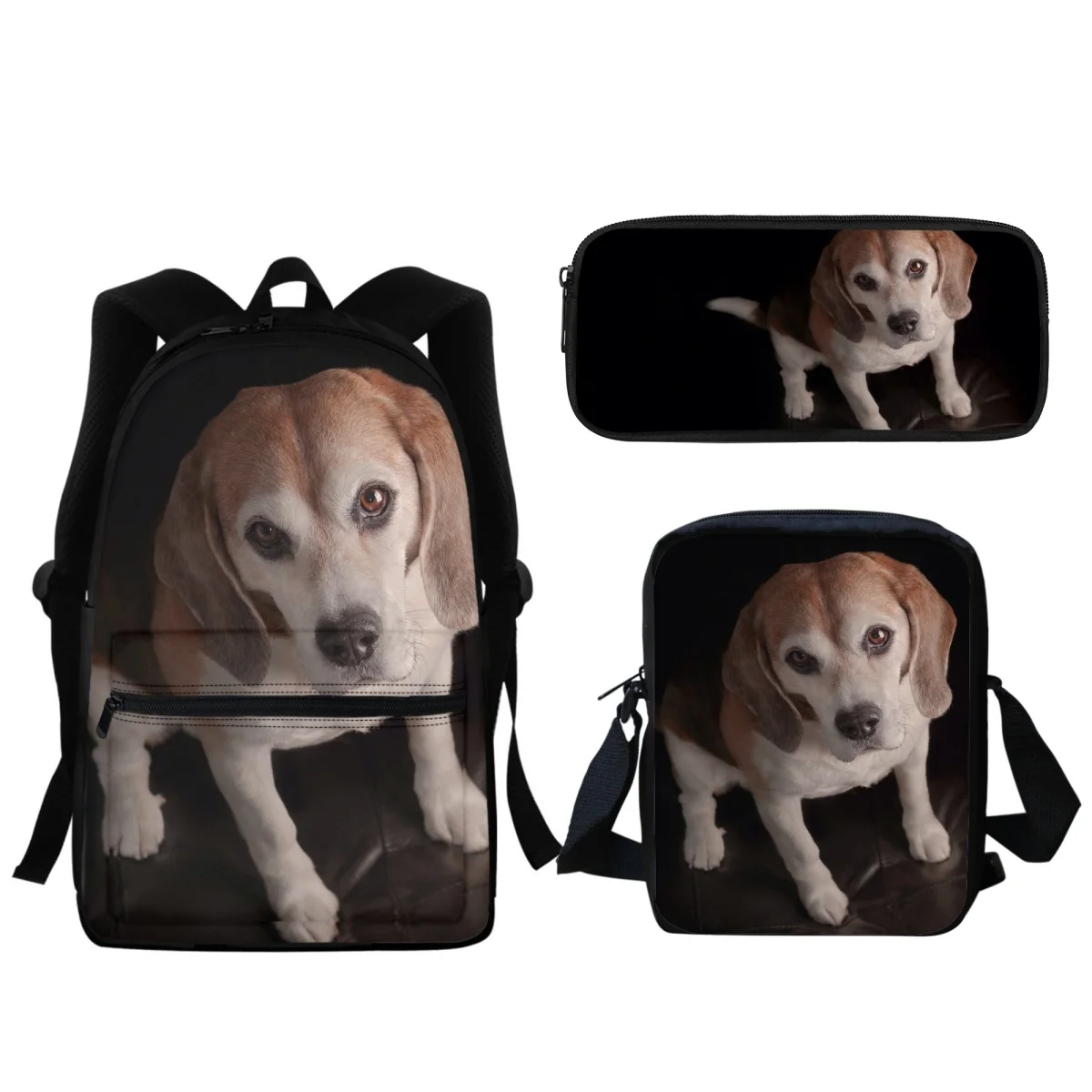 Mochila De estudiante con estampado Beagle para niños y niñas, conjunto de mochila escolar con cremallera, bolsa de almuerzo de alta calidad, estuche para lápices, nueva mochila infantil