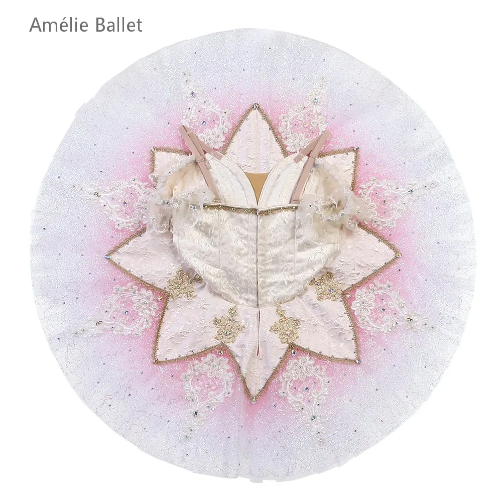 

B24037 Off Shoulder Ivory Top Bodice with Ombre Pink Professional Ballet Tutu Made-to-Order Ballet Tutus Variation of Paquita