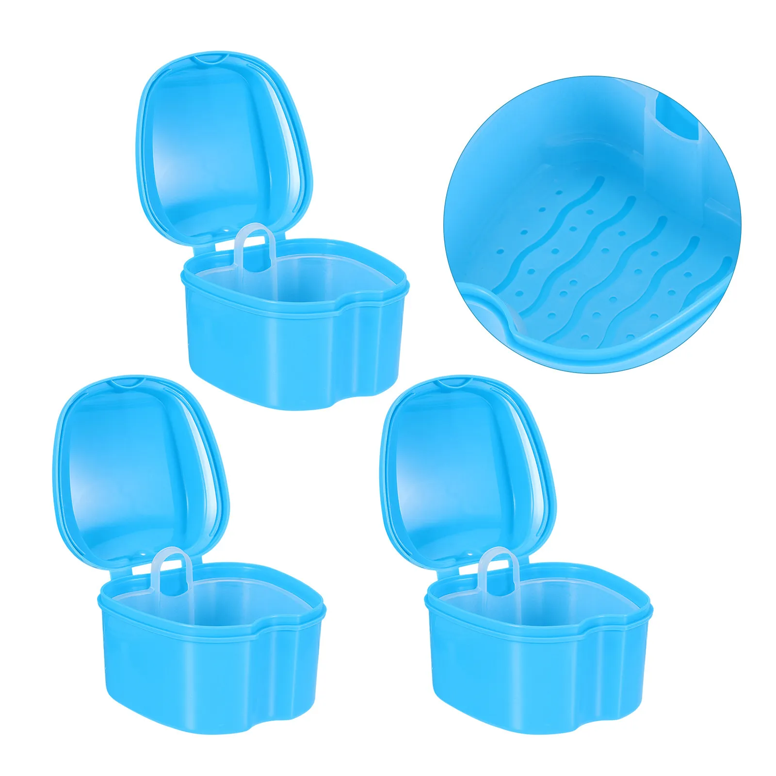 

3Pcs Denture Storage Box Strong Plastic Retainer Container Travel Size Fake Tooth Organizer Dental Orthodontic Case