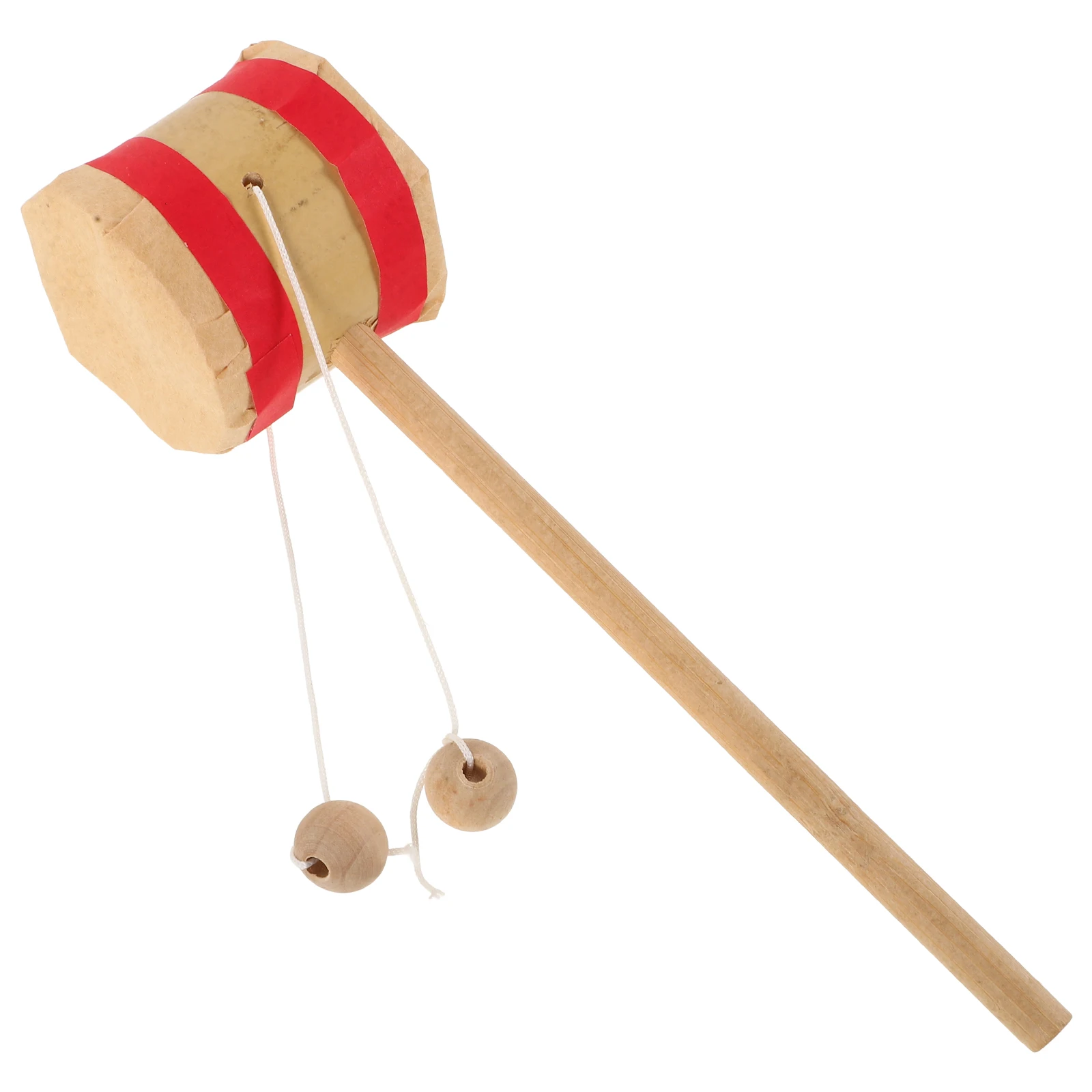 Tambor de bambú artesanal, instrumento de percusión de madera para niños, estimulación auditiva, tambor musical de mano, sonajero para bebés