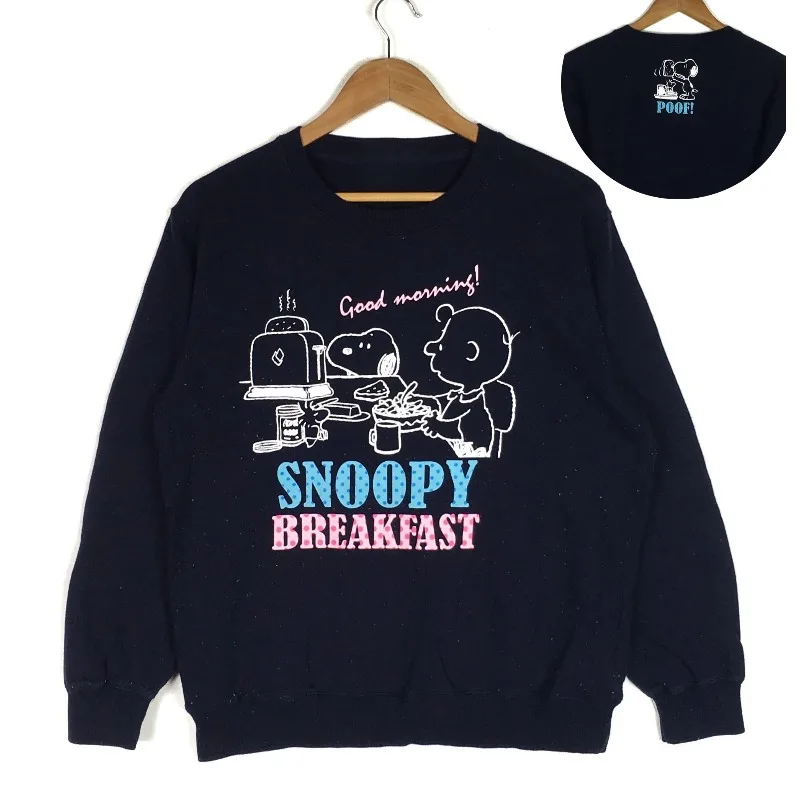 

Women’s Autumn Winter Hoodies Snoopy Merch Clothing Cartoon Print Hooded Black Sweatshirt Y2K Oversized Cotton Fmale Causalwear