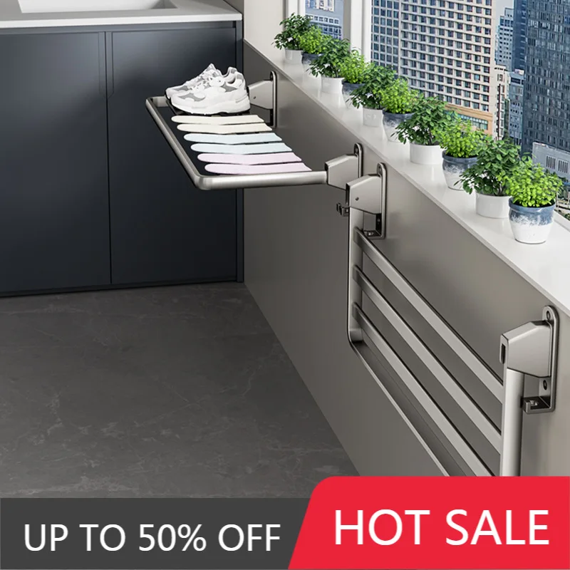 Folding Hanging Clothes Dryer Portable Metal Wall Clothes Horse Space Saving Balcony Shoes Racks Home Bathroom Storage Rack