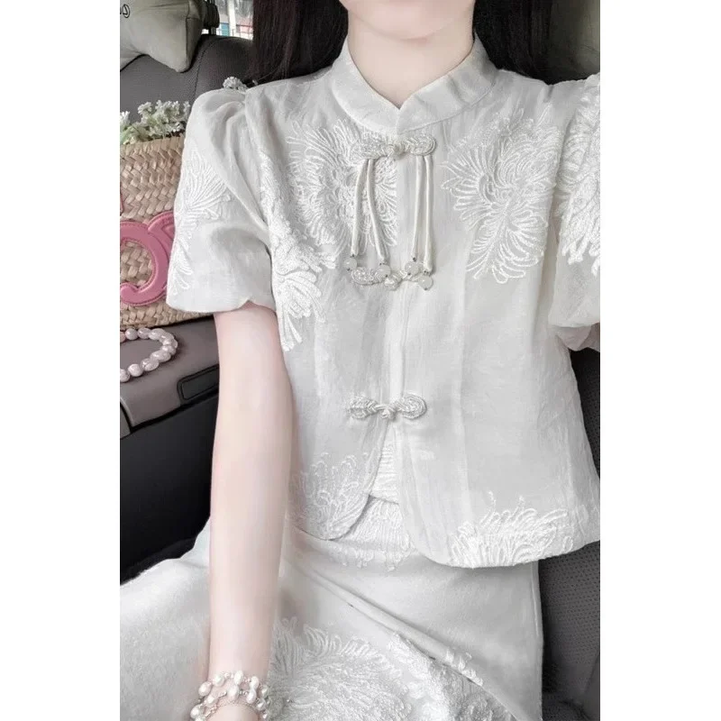 

Новый китайский стиль, легкий национальный тренд, стиль Cool Sensation, улучшенная юбка Cheongsam в стиле дзен, женское летнее платье