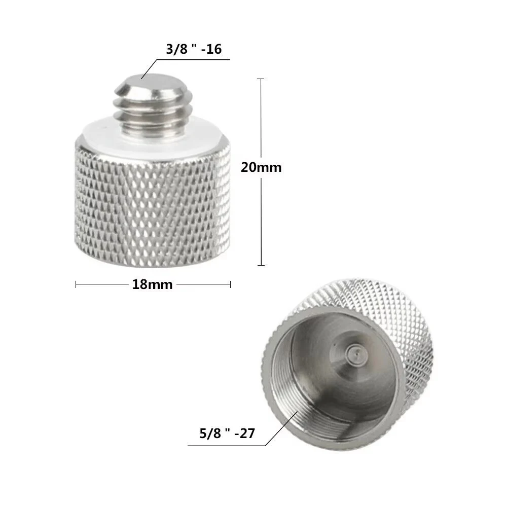 Micro-tige en aluminium de 3 pouces avec 5/8 "femelle à filetage mâle 5/8" 3/8 "1/4", trépied de caméra à montage sur micro, 5/8-27 3/8-16 1/4