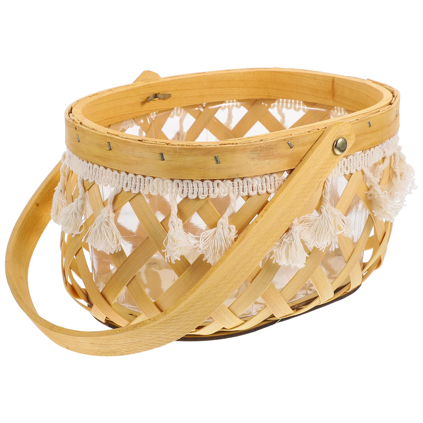 

H made Woven Flower Basket Hollow Decorative Wedding Baskets Rattan Craft Multipurpose Floral Holder Home Rustic