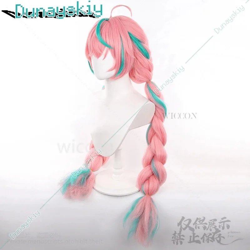 Juego Genshin Impact Cosplay Varesa 100cm pelo largo peluca de pelo trenzado rosa para niñas mujeres gorro de peluca gratis Anime Halloween personalizado