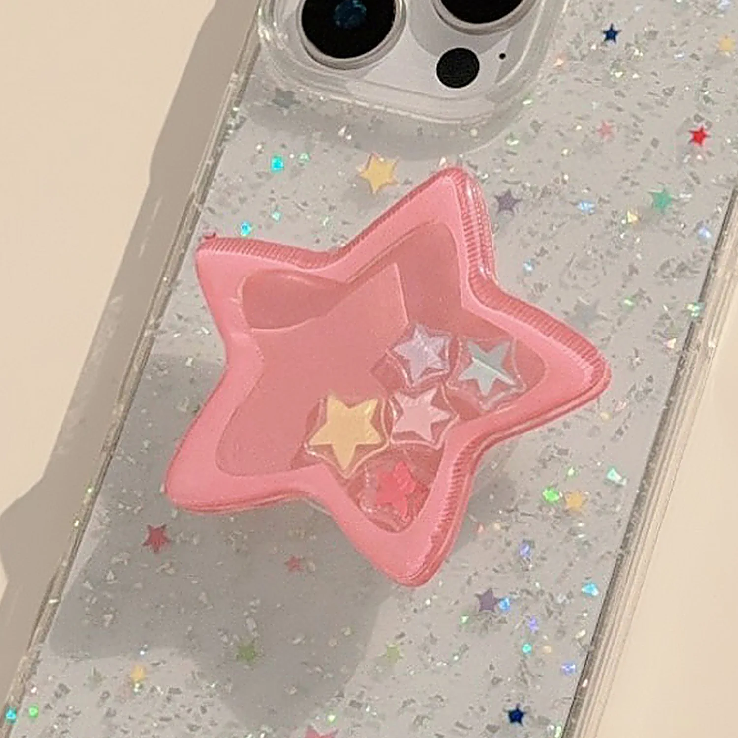 Leggio per agitazione a stella rosa adatto per allungamento del guscio adesivo posteriore pieghevole, airbag trasparente con colla a goccia, piccolo e fresco