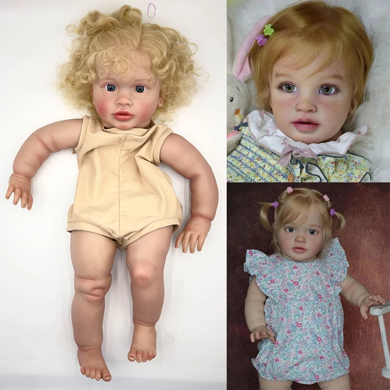 

26inch Reborn Doll Kit Pippa with Blond Hair Lifelike Awake Baby Already Painted Unfinished Doll Parts DIY Baby toys