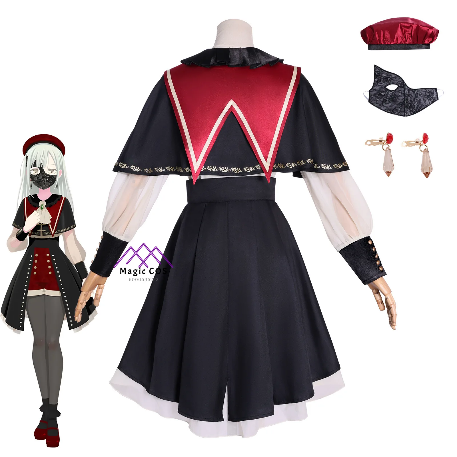 BanG Dream! AveMujica Mutsuki Wakaba Cosplay Costume Plaid Pattern Dress  Full Set Anime Clothes for Women Halloween Party Suit