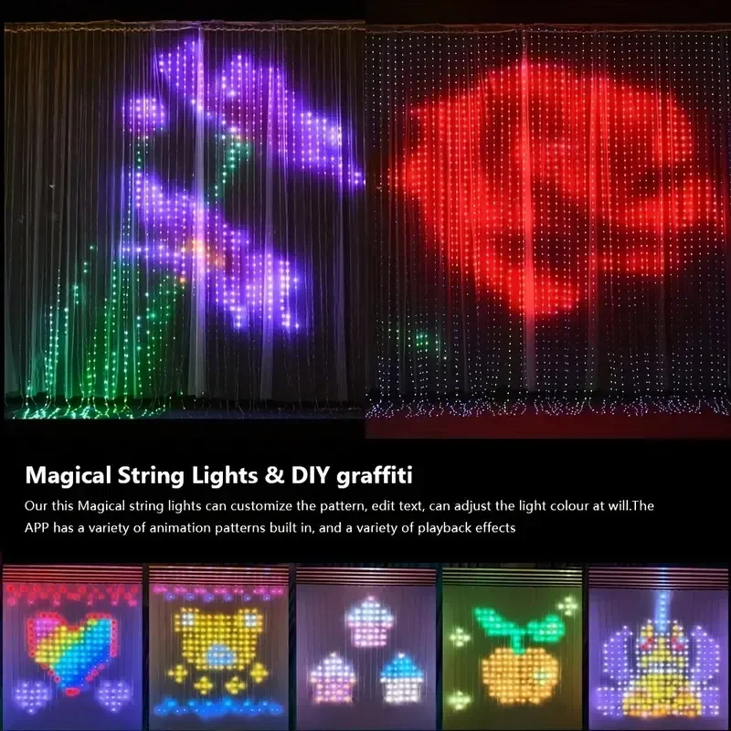 ไฟม่าน LED ไฟประดับตกแต่งห้องนอน ควบคุมผ่านแอพฯ รีโมทคอนโทรล RGB เปลี่ยนสีได้เอง ใช้เป็นไฟฉากหลังสำหรับตกแต่งบ้านในเทศกาลคริสต์มาส