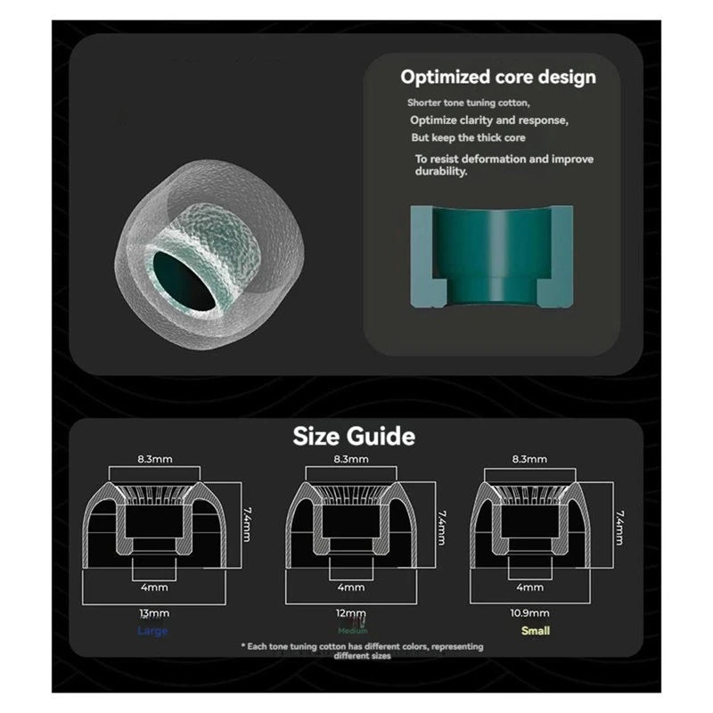 3 pares de puntas de oreja de orificio ancho, almohadillas de repuesto, auriculares intrauditivos, tapones para los oídos de grado de aislamiento de ruido de silicona