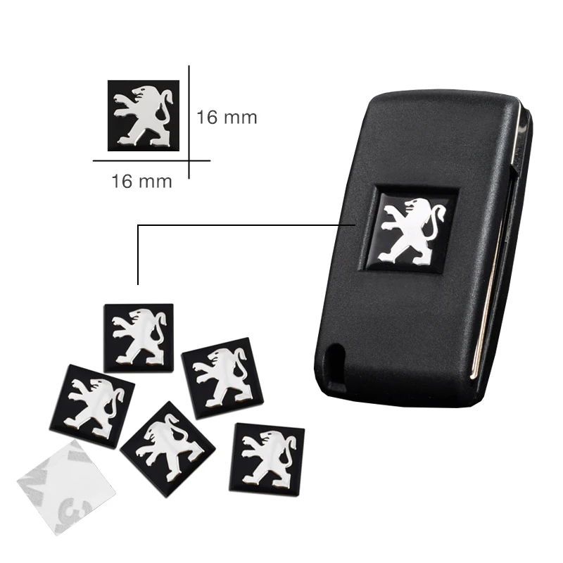 5 Stücke Aluminium Metall Autoschlüssel Emblem Aufkleber Für Peugeot 206 307 308 207 3008 208 407 508 2008 5008 301 406 408 607 4008 Rifter