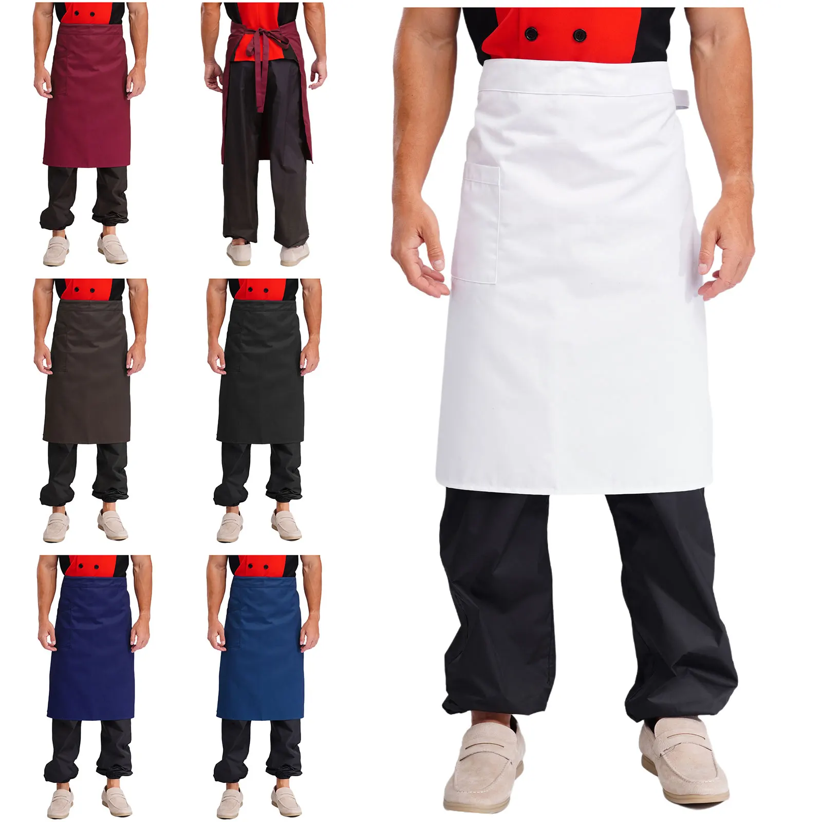 Grembiule da cameriere Chef Works unisex uomo donna hotel ristorante cucina caffè accessori per costumi da lavoro grembiuli stringati con tasca