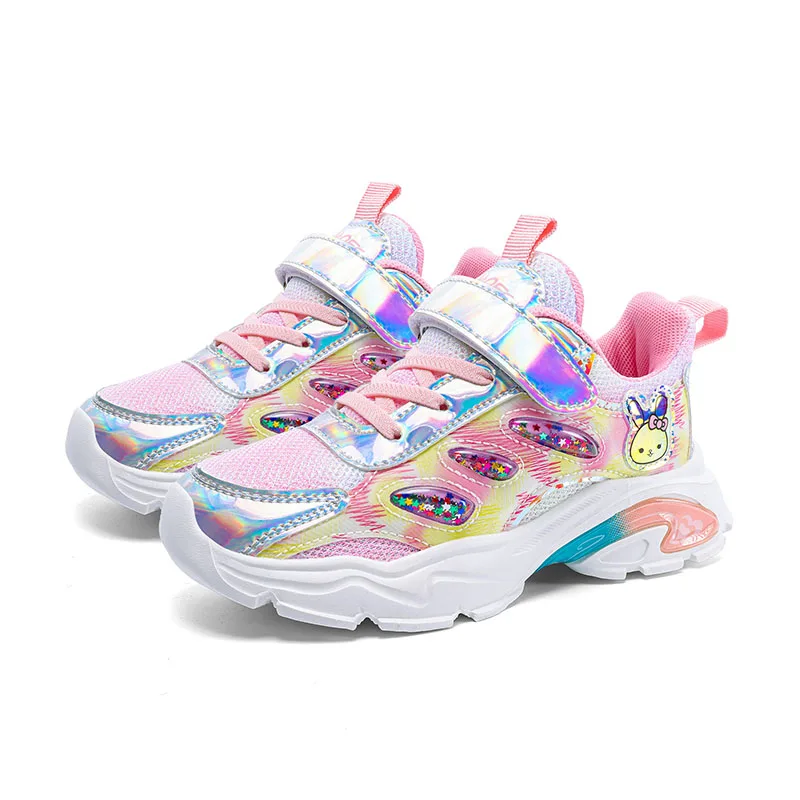 

2026 Spring New Arrival Pink Kids Sneakers Cute Cartoon Mesh Breathable Non-slip Casual Sports Shoes for Students