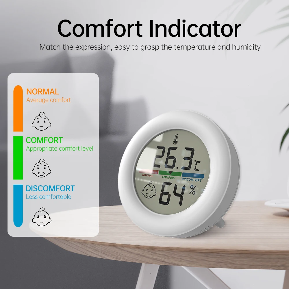 Precyzyjny okrągły cyfrowy termohigrometr LED Termometr wewnętrzny Higrometr Czujnik temperatury Tester Higrometr Detektor