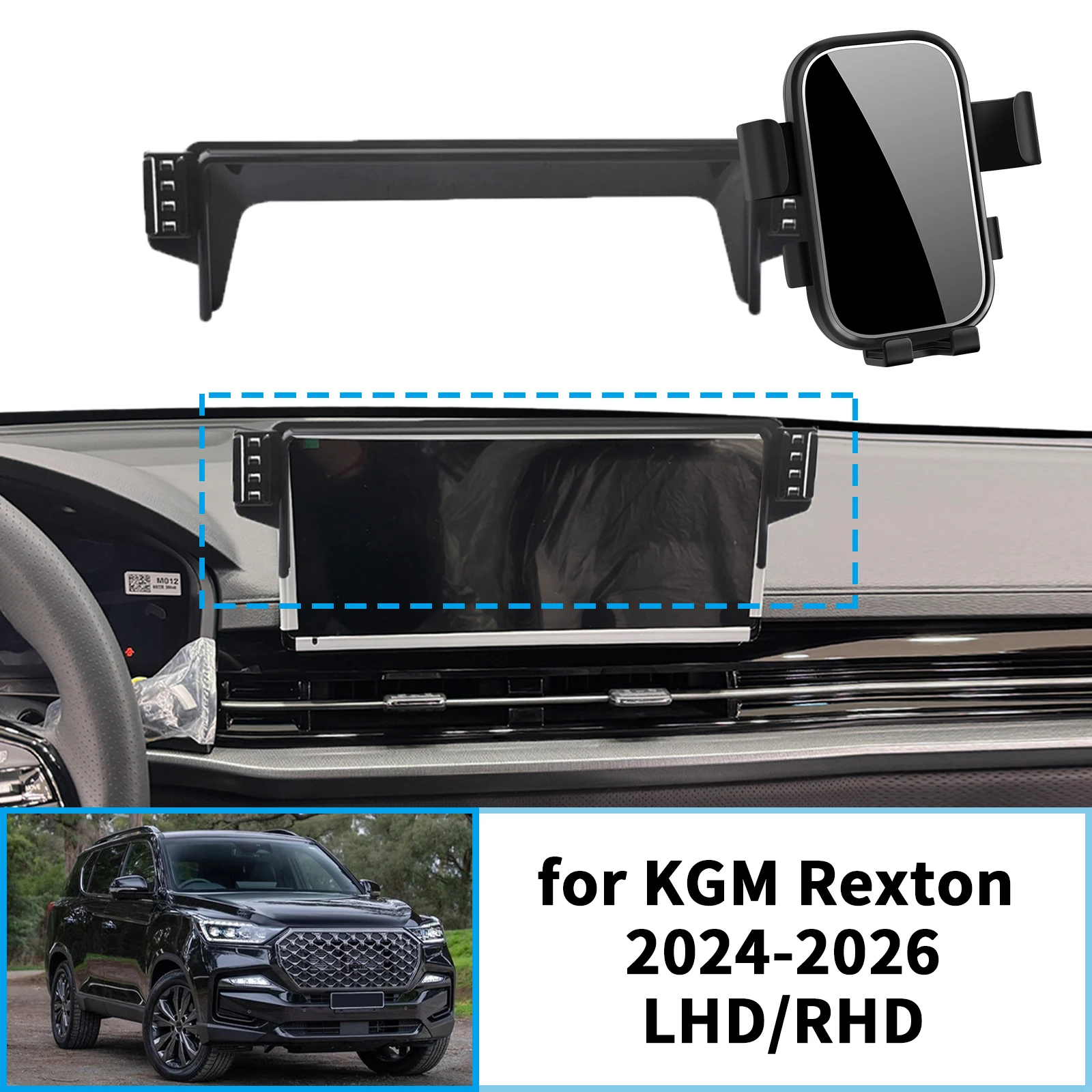 Suporte de Telefone Estável Clip-On para KGM Rexton 2024 2025 2026 LHD RHD ​ ​   Base de Montagem para Tela Sem Vibração ​   Acessórios para Carros
