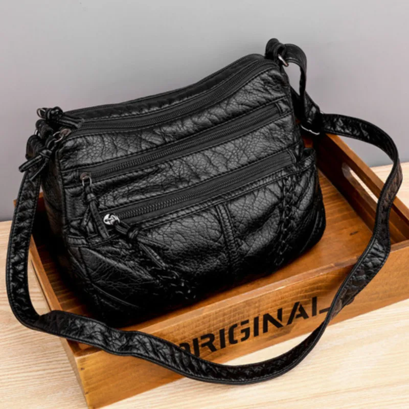 Una borsa a tracolla morbida a tracolla in pelle Texture zaino di grande capacità borsa Casual per donna Messengerversatile di alta qualità