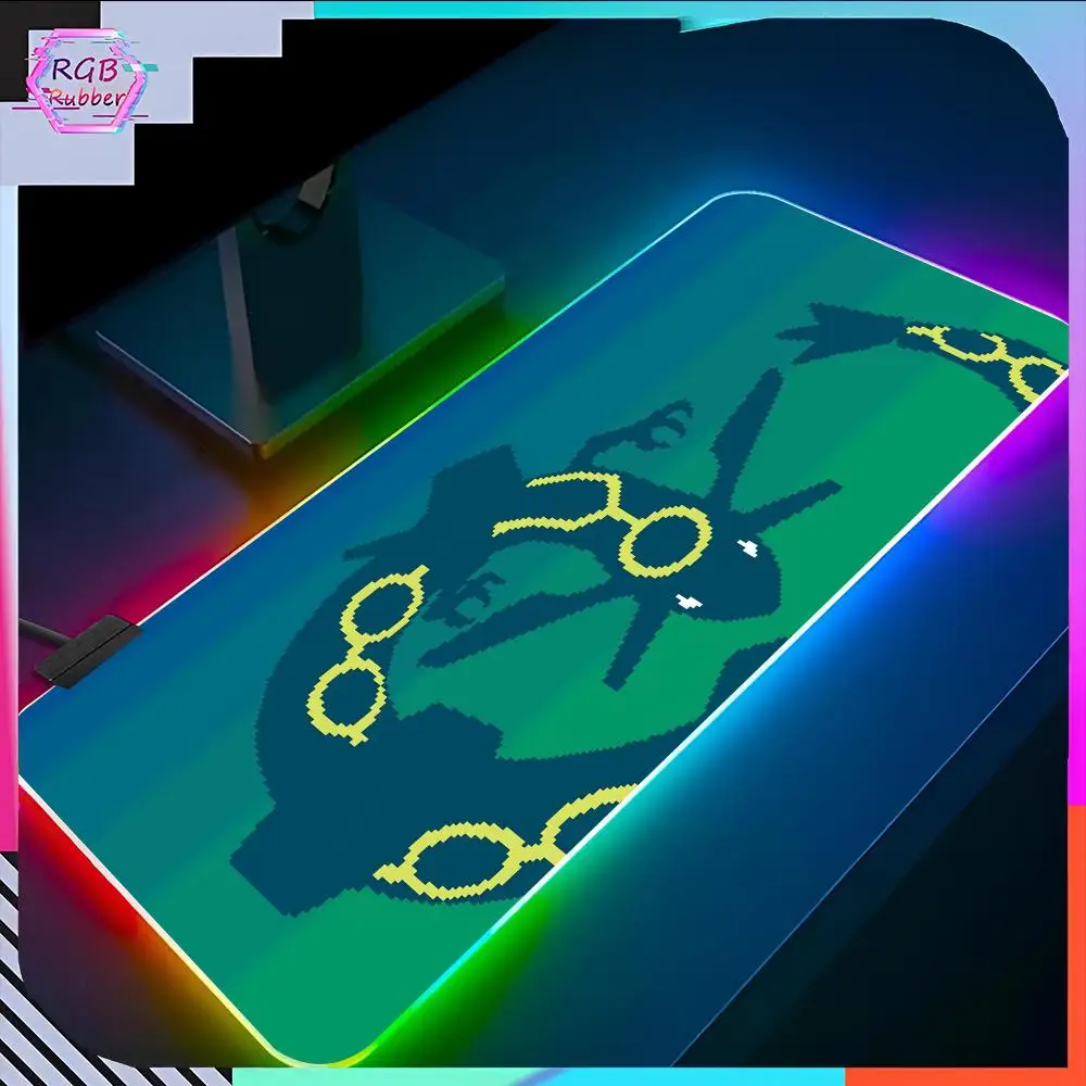 Imagem -06 - P-pokemon Rayquaza Rgb Mouse Pad Protetor de Mesa E-sport Game Desk Mat Led Tapete Teclado Neon Backlit Tapete Tapete pc Acessórios